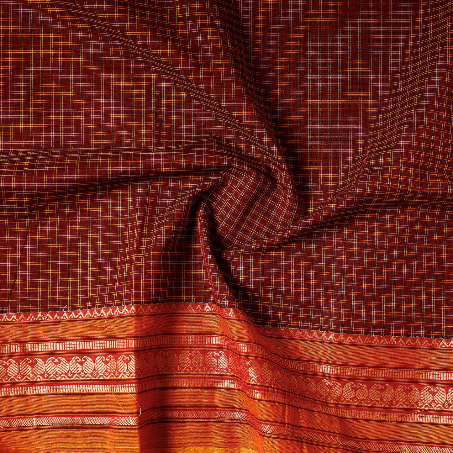 Maroon - Kanchipuram Cotton Precut Fabric (3 Meter)