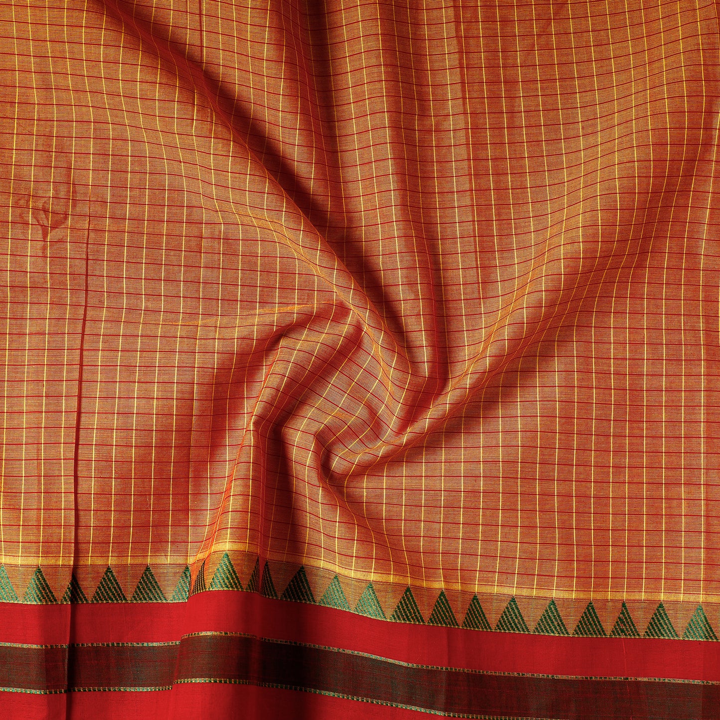 Orange - Kanchipuram Cotton Precut Fabric (2.95 Meter)