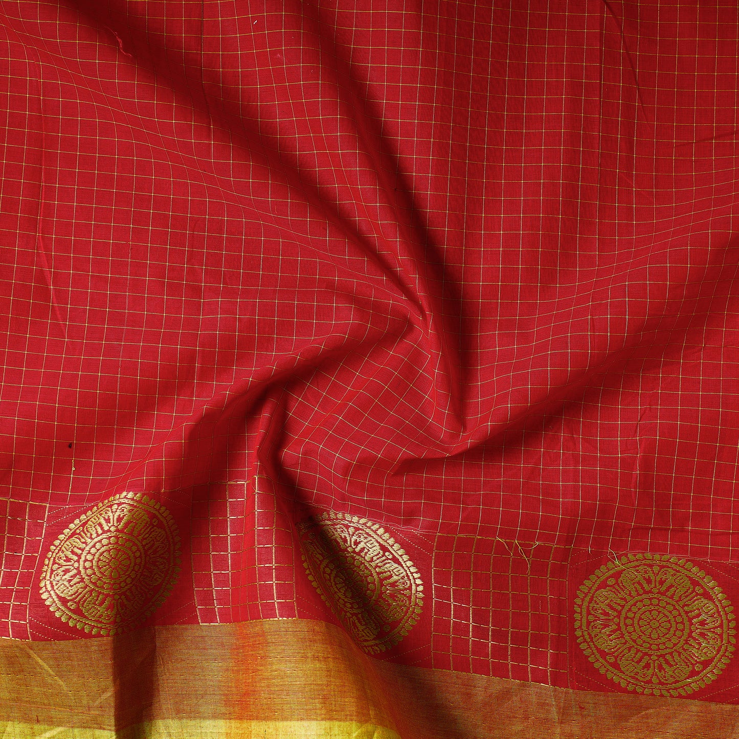 Red - Kanchipuram Cotton Precut Fabric (1.15 Meter)