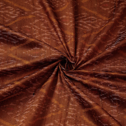 Brown - Puttapaka Ikat Weave Handloom Pure Raw Silk Fabric