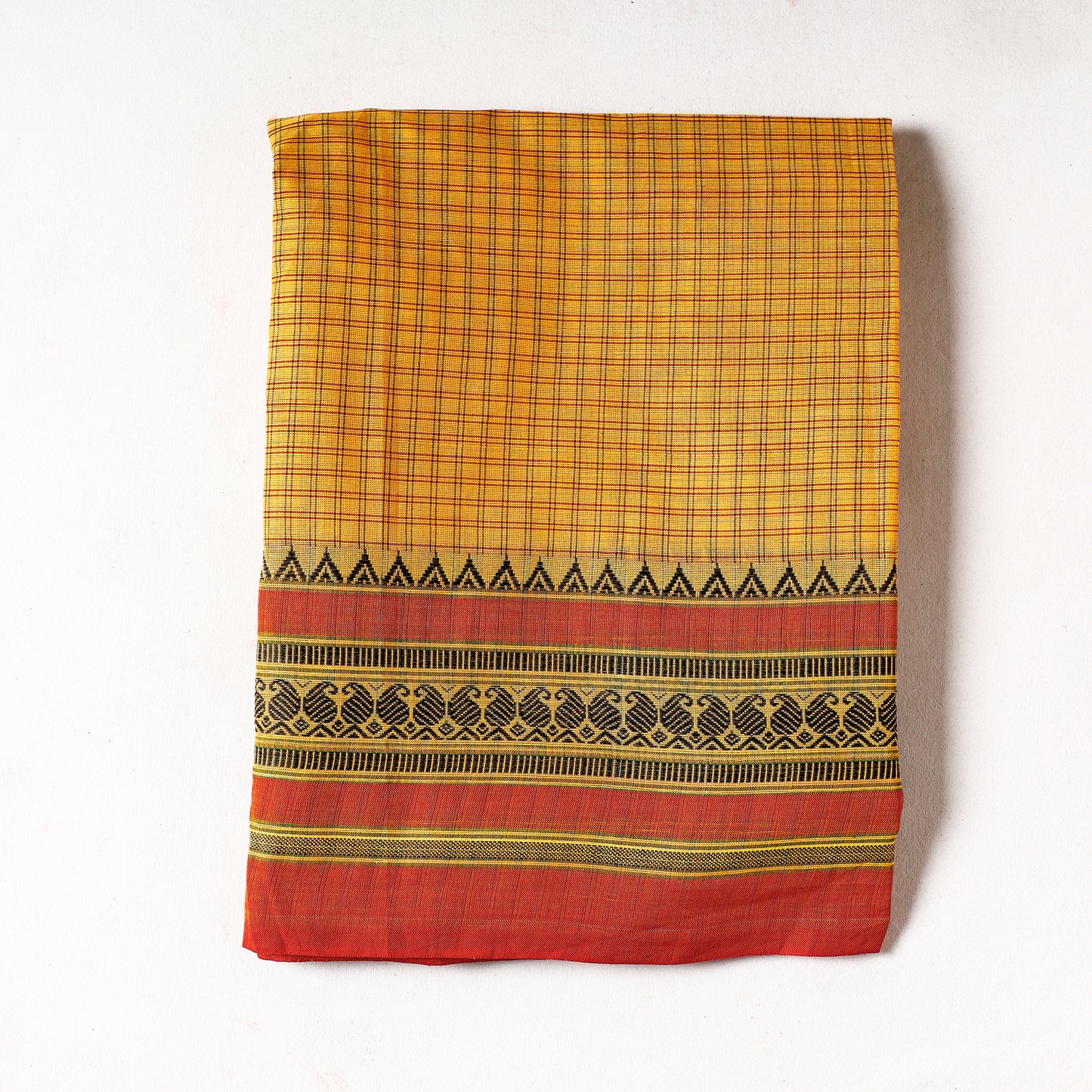 Yellow - Kanchipuram Cotton Precut Fabric (2.3 Meter)