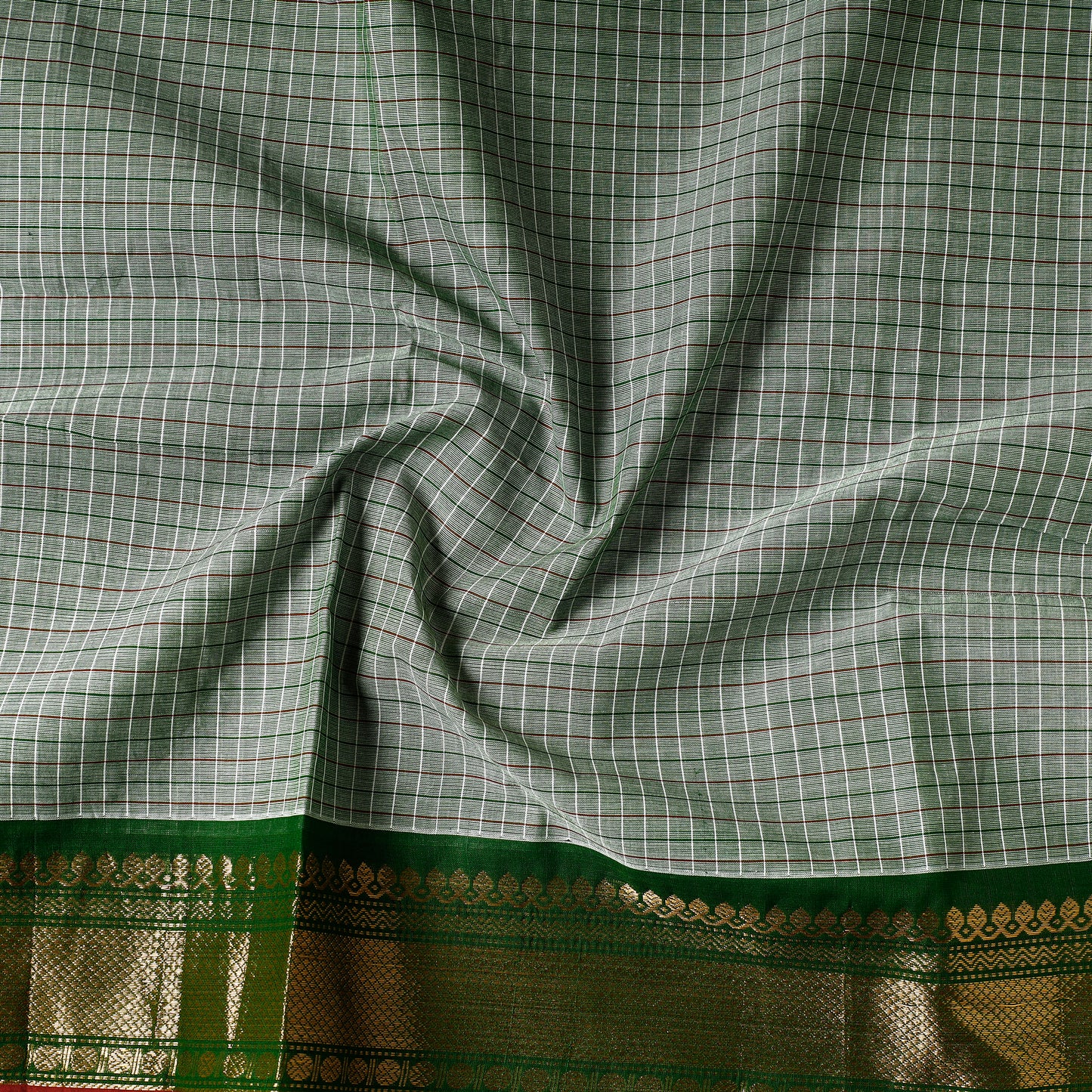 Green - Kanchipuram Cotton Precut Fabric (1.3 Meter)