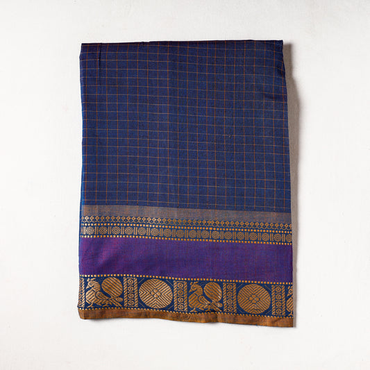 Blue - Kanchipuram Cotton Precut Fabric (2.4 Meter)