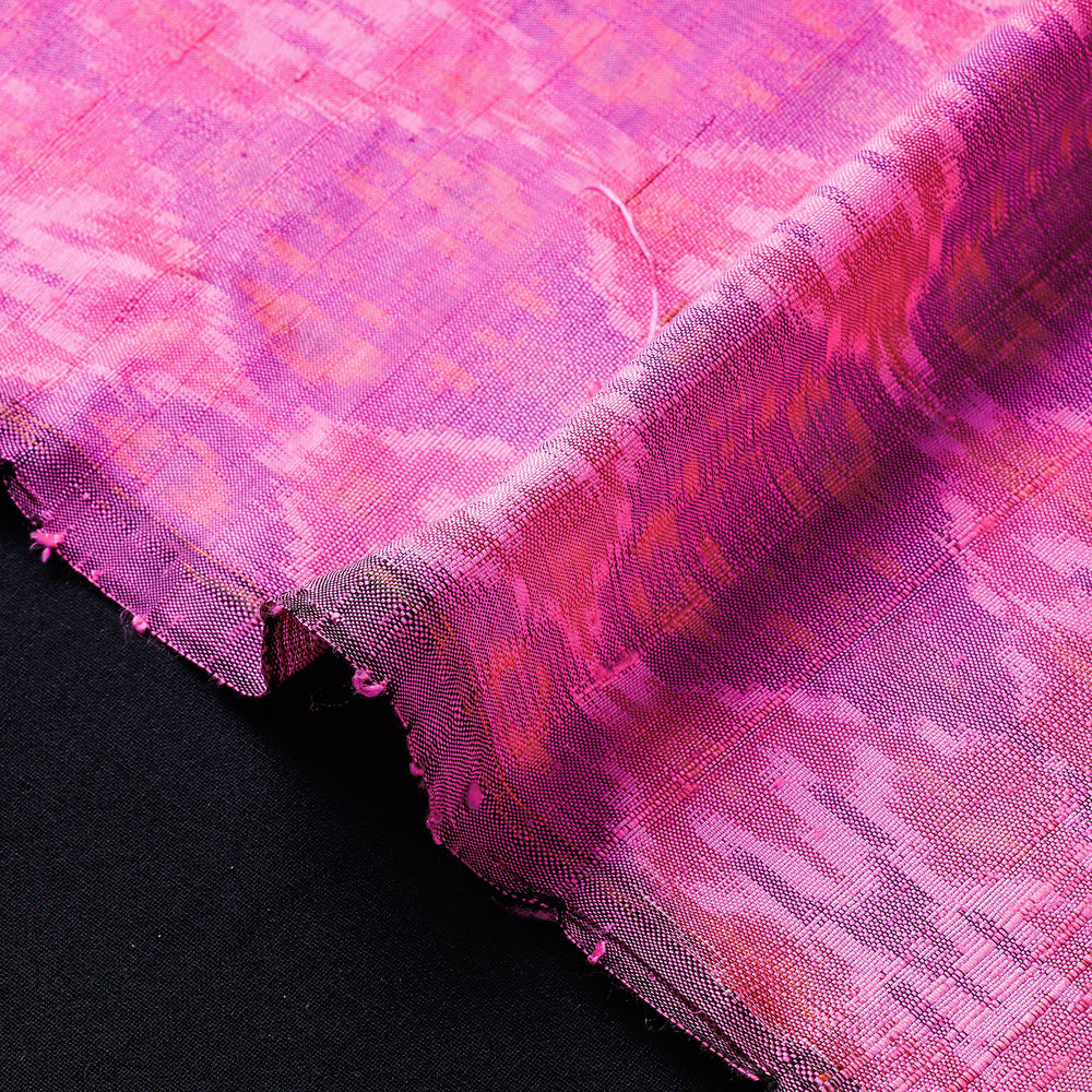 Puttapaka Ikat Weave Handloom Pure Raw Silk Fabric