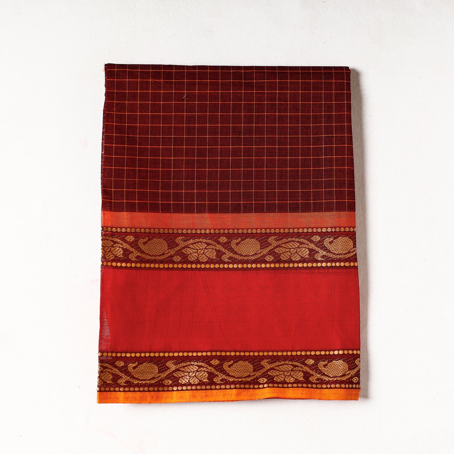 Maroon - Kanchipuram Cotton Precut Fabric (1 Meter)