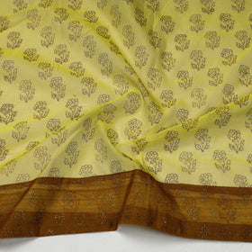 Buy  Sanganeri Gold Block Printed Chanderi Silk Blouse Piece Online at iTokri.com