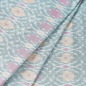 Green - Puttapaka Ikat Weave Handloom Pure Raw Silk Fabric