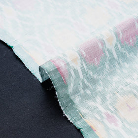 Green - Puttapaka Ikat Weave Handloom Pure Raw Silk Fabric