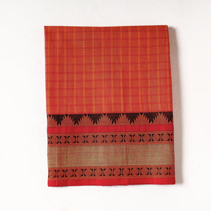 Orange - Kanchipuram Cotton Precut Fabric (1.6 Meter)