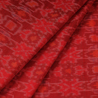 Red - Puttapaka Ikat Weave Handloom Pure Raw Silk Fabric