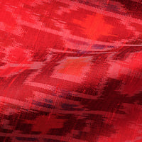 Red - Puttapaka Ikat Weave Handloom Pure Raw Silk Fabric