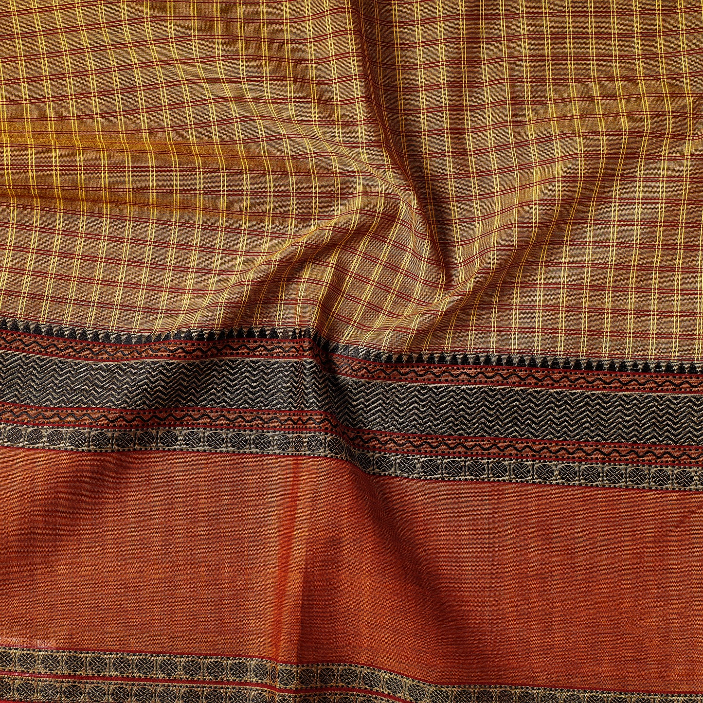 Brown - Kanchipuram Cotton Precut Fabric (1.3 Meter)