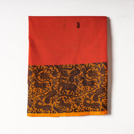 Orange - Kanchipuram Cotton Precut Fabric (1.5 Meter)