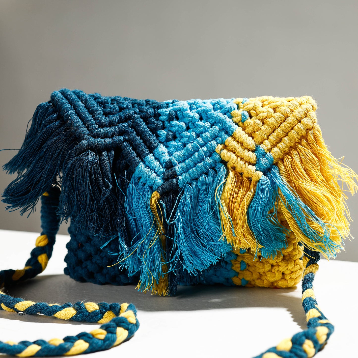 Multicolor - Multicolour Thread Work Handcrafted Macrame Sling Bag
