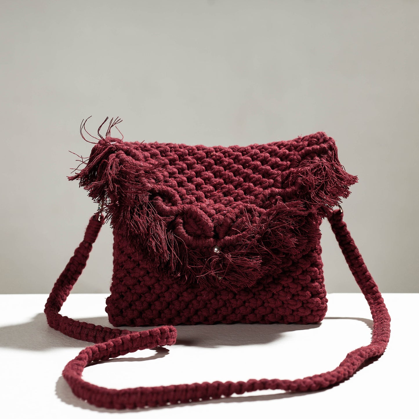 Brown - Thread Work Handcrafted Macrame Sling Bag