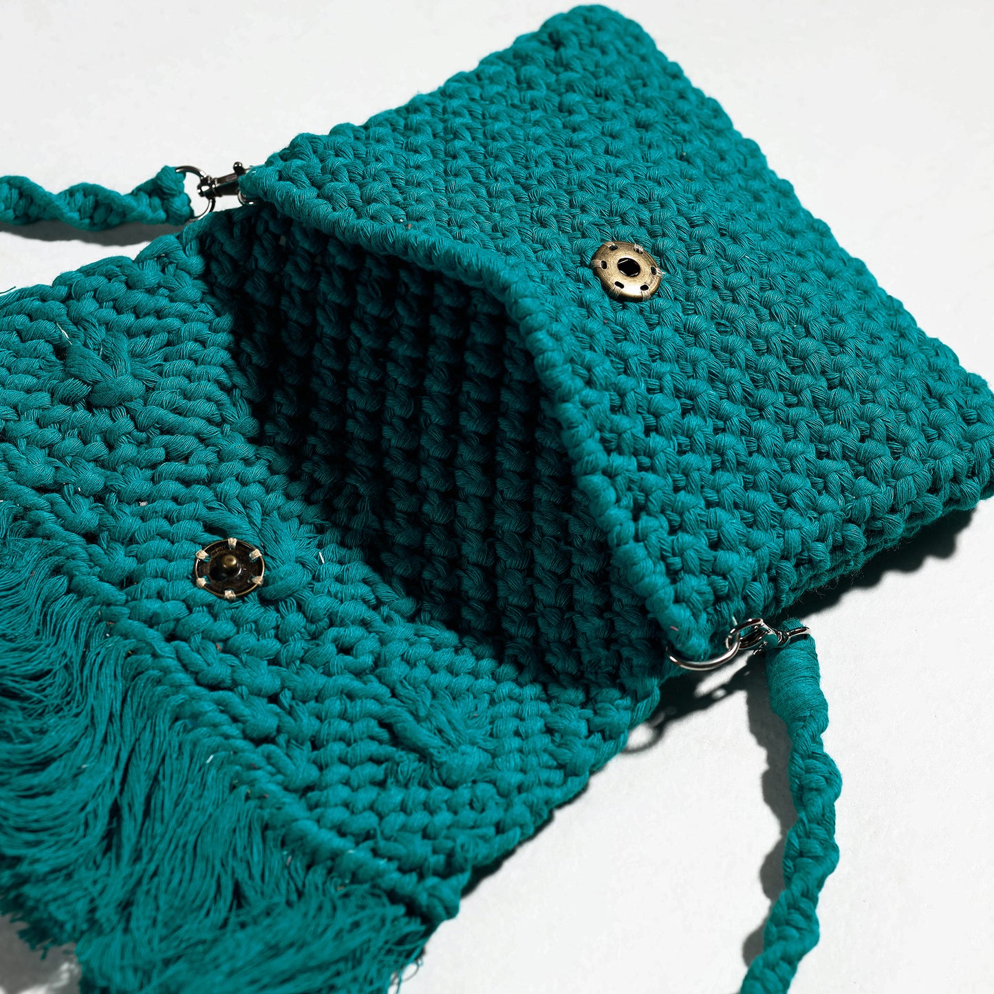 Blue - Thread & Shell Work Handcrafted Macrame Sling Bag