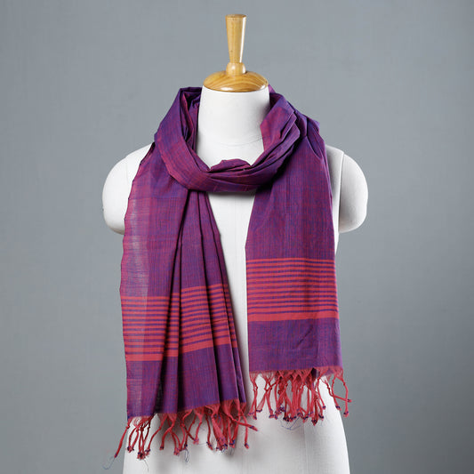 Purple - Mangalagiri Cotton Handloom Stole with Tassels