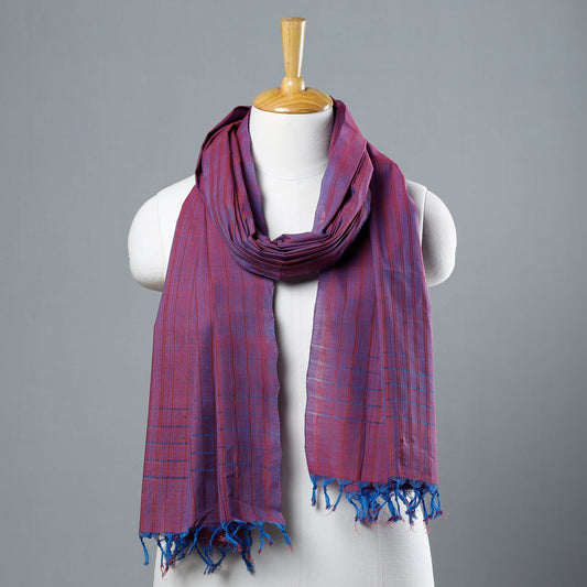 Purple - Mangalagiri Cotton Handloom Stole with Tassels