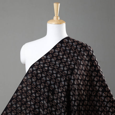 Black - Ajrakh Block Printed Cotton Fabric 08