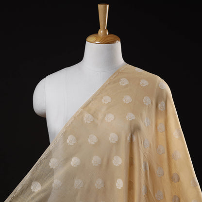 Beige - Pure Banarasi Handwoven Cutwork Buti Cotton Fabric