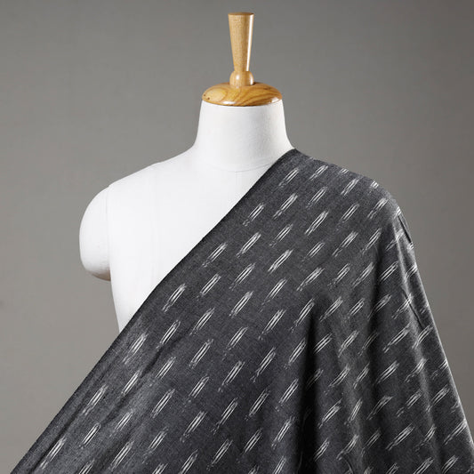 Greyish Black Pochampally Ikat Weave Cotton Fabric