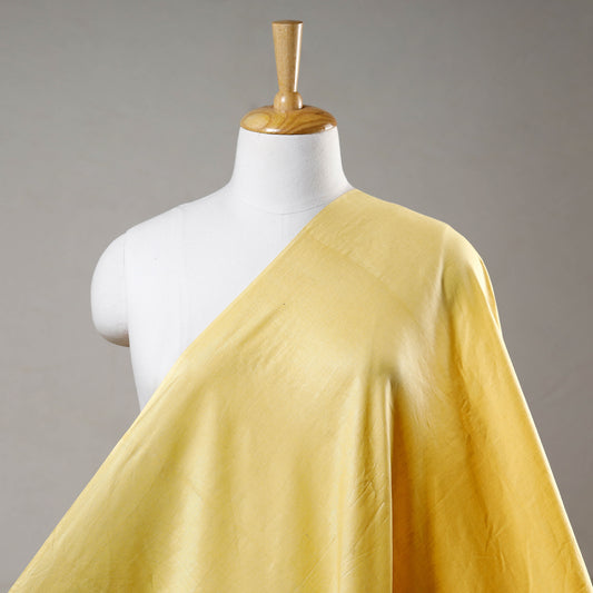 Light Yellow - Organic Handspun Handwoven Pure Mulberry Silk Cotton Fabric