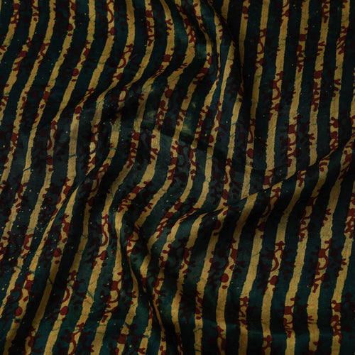 Green - Special Modal Silk Vanaspati Hand Block Printed Fabric