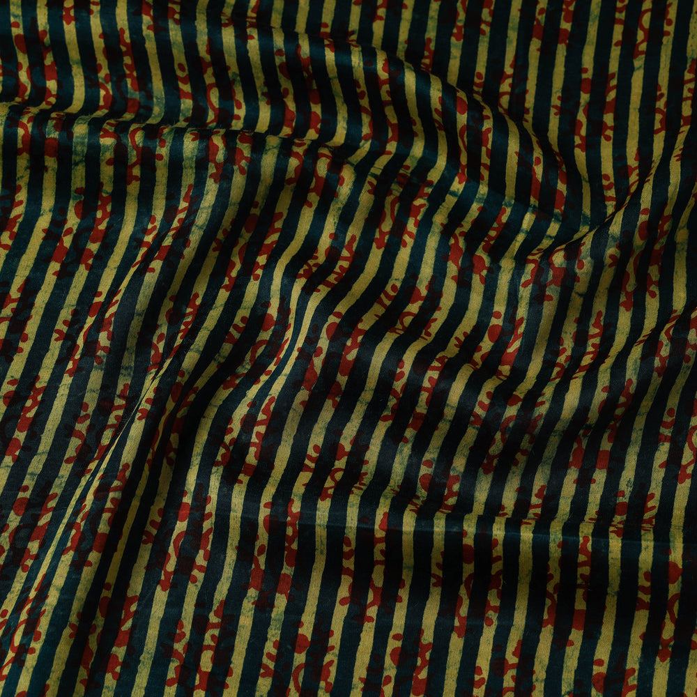 Green - Special Modal Silk Vanaspati Hand Block Printed Fabric