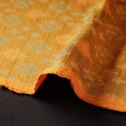 Patterned Yellow Pochampally Ikat Raw Silk Pure Handloom Fabric
