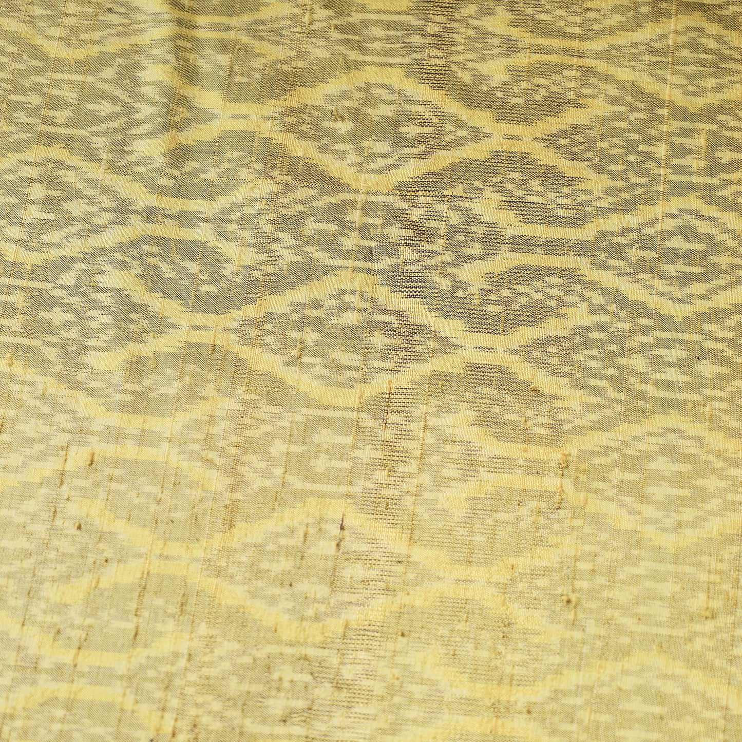 Corn Yellow Patterned Pochampally Ikat Raw Silk Pure Handloom Fabric