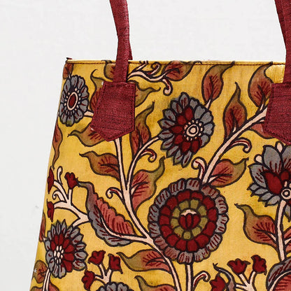 Yellow - Handpainted Kalamkari Natural Dyed Cotton Shoulder Bag