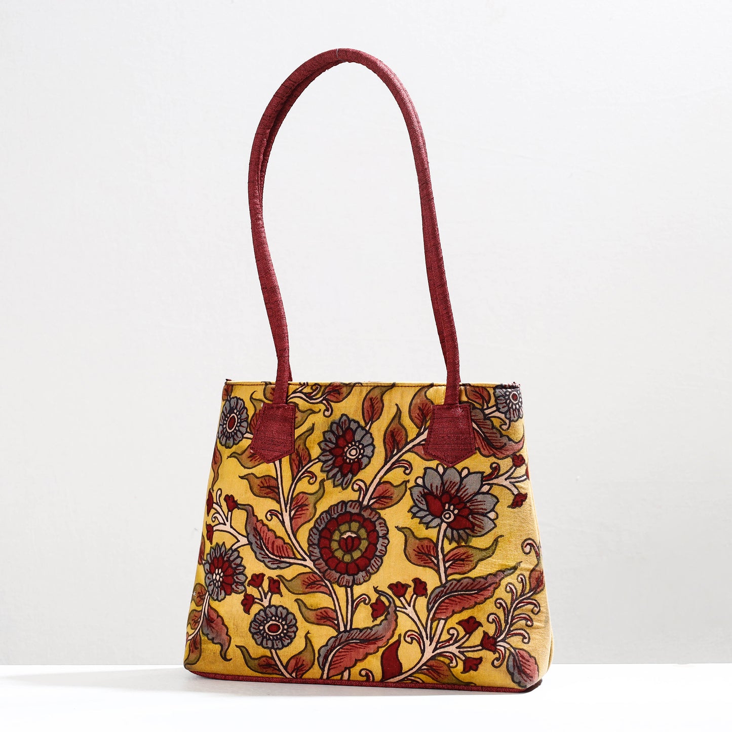 Yellow - Handpainted Kalamkari Natural Dyed Cotton Shoulder Bag