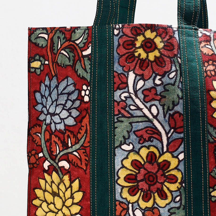 Red - Handpainted Kalamkari Natural Dyed Cotton Shoulder Bag