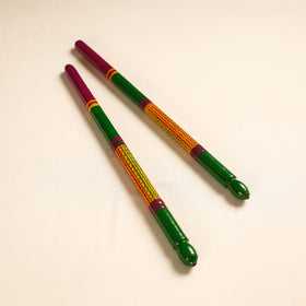  Handmade Lacquered Wooden Garba Dandiya Sticks 