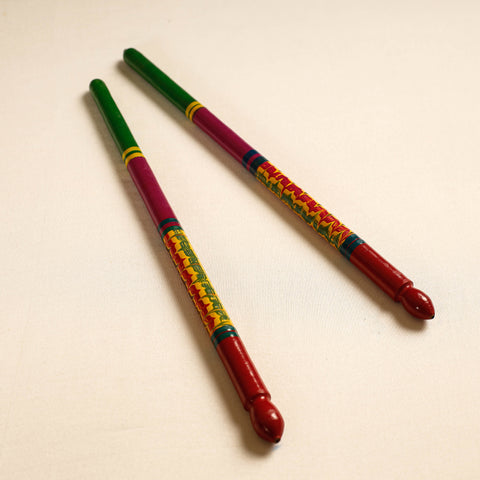  Handmade Lacquered Wooden Garba Dandiya Sticks 