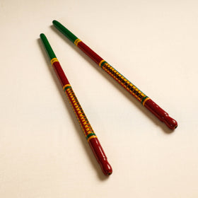  Handmade Lacquered Wooden Garba Dandiya Sticks 