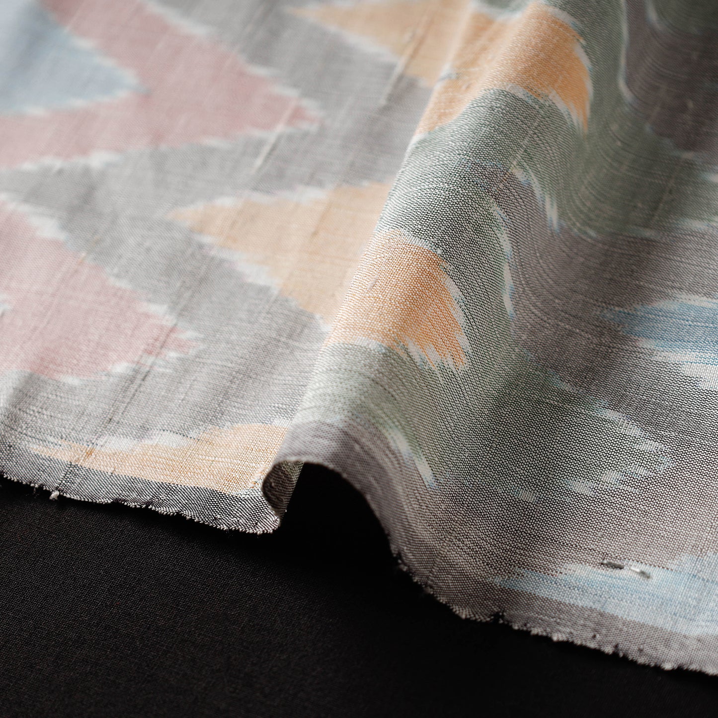 Prismatic Multicolor Pochampally Ikat Raw Silk Pure Handloom Fabric