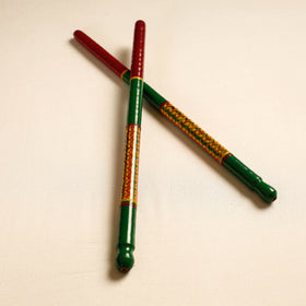  Handmade Lacquered Wooden Garba Dandiya Sticks 