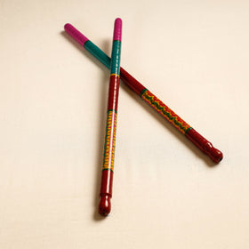  Handmade Lacquered Wooden Garba Dandiya Sticks 