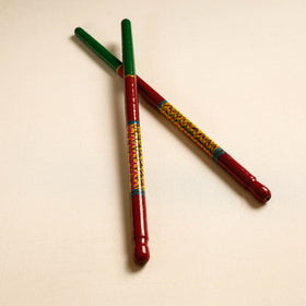  Handmade Lacquered Wooden Garba Dandiya Sticks 