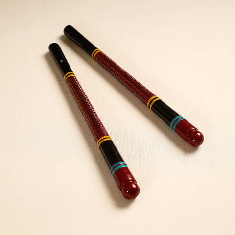  Handmade Lacquered Wooden Garba Dandiya Sticks 