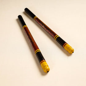  Handmade Lacquered Wooden Garba Dandiya Sticks 