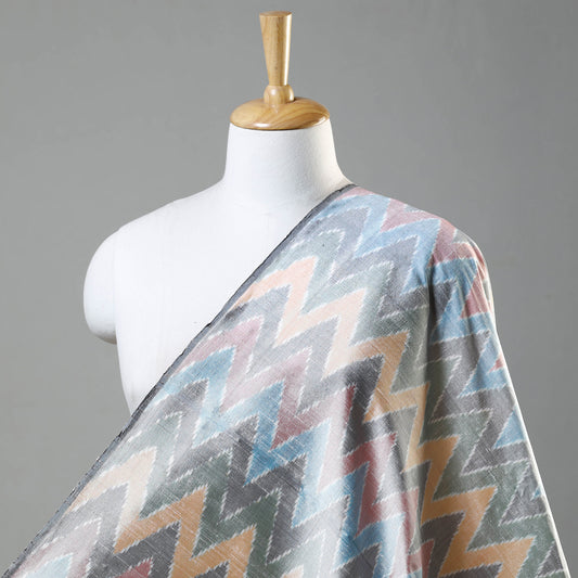 Prismatic Multicolor Pochampally Ikat Raw Silk Pure Handloom Fabric