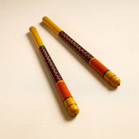  Handmade Lacquered Wooden Garba Dandiya Sticks 