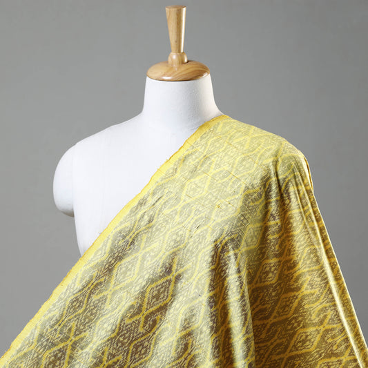 Yellow - Pochampally Ikat Raw Silk Pure Handloom Fabric