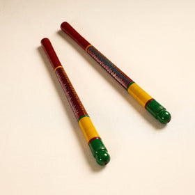  Handmade Lacquered Wooden Garba Dandiya Sticks 