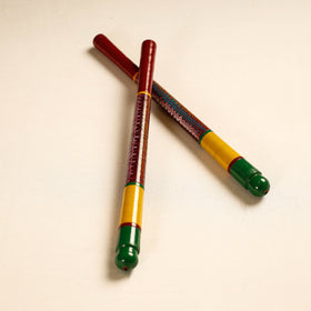  Handmade Lacquered Wooden Garba Dandiya Sticks 