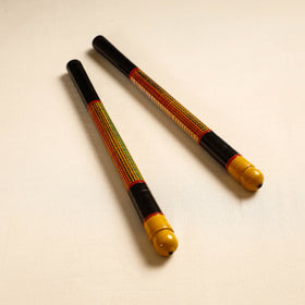  Handmade Lacquered Wooden Garba Dandiya Sticks 