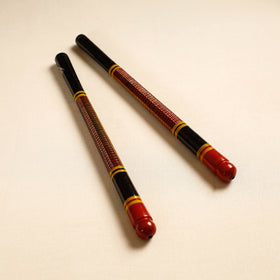  Handmade Lacquered Wooden Garba Dandiya Sticks 