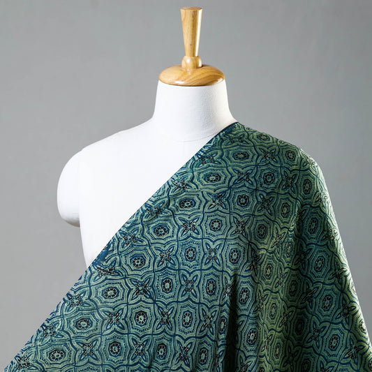 Blue - Ajrakh Hand Block Printed Modal Silk Fabric